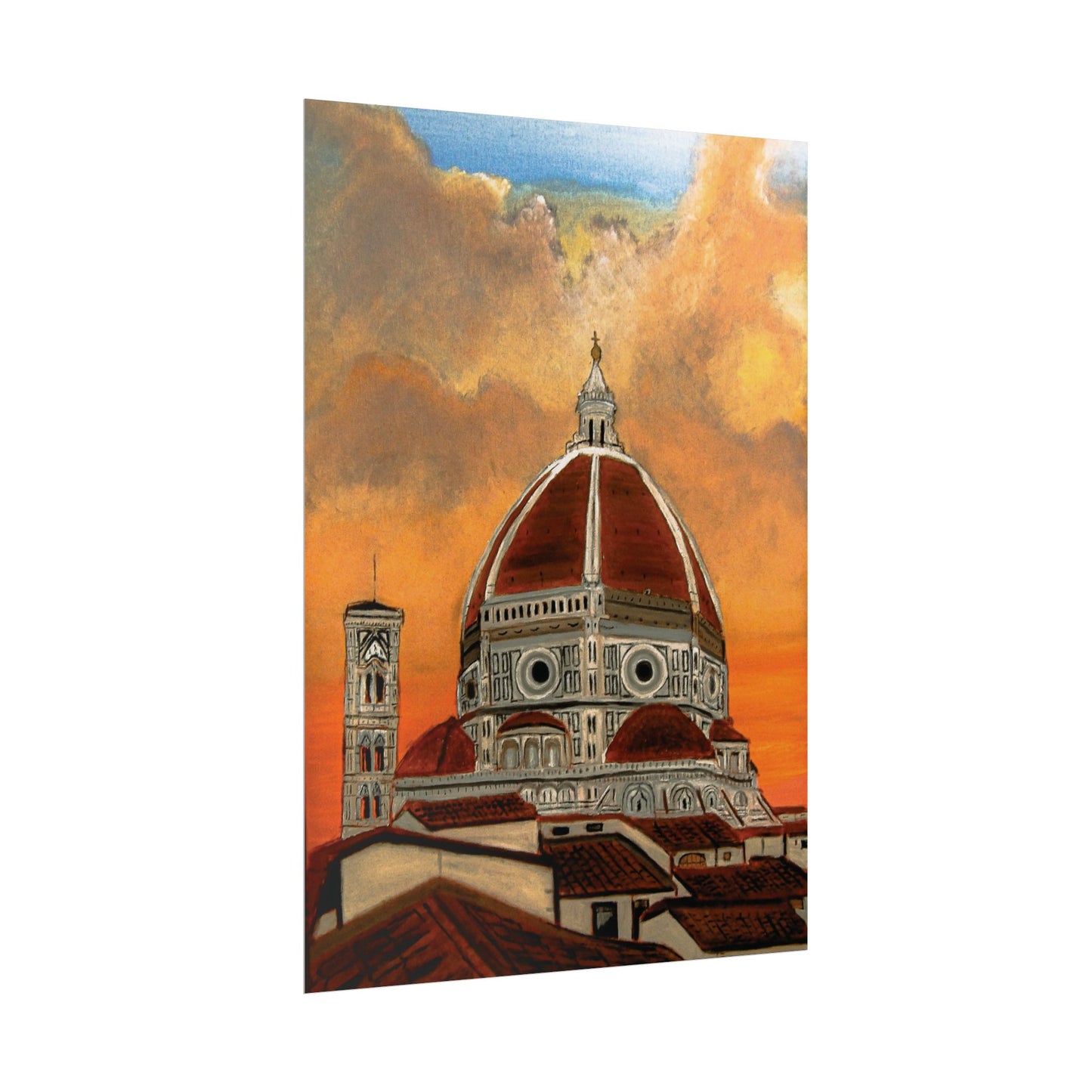 Florence Duomo Sunset Poster — Rolled Art Print of Cathedral Dome