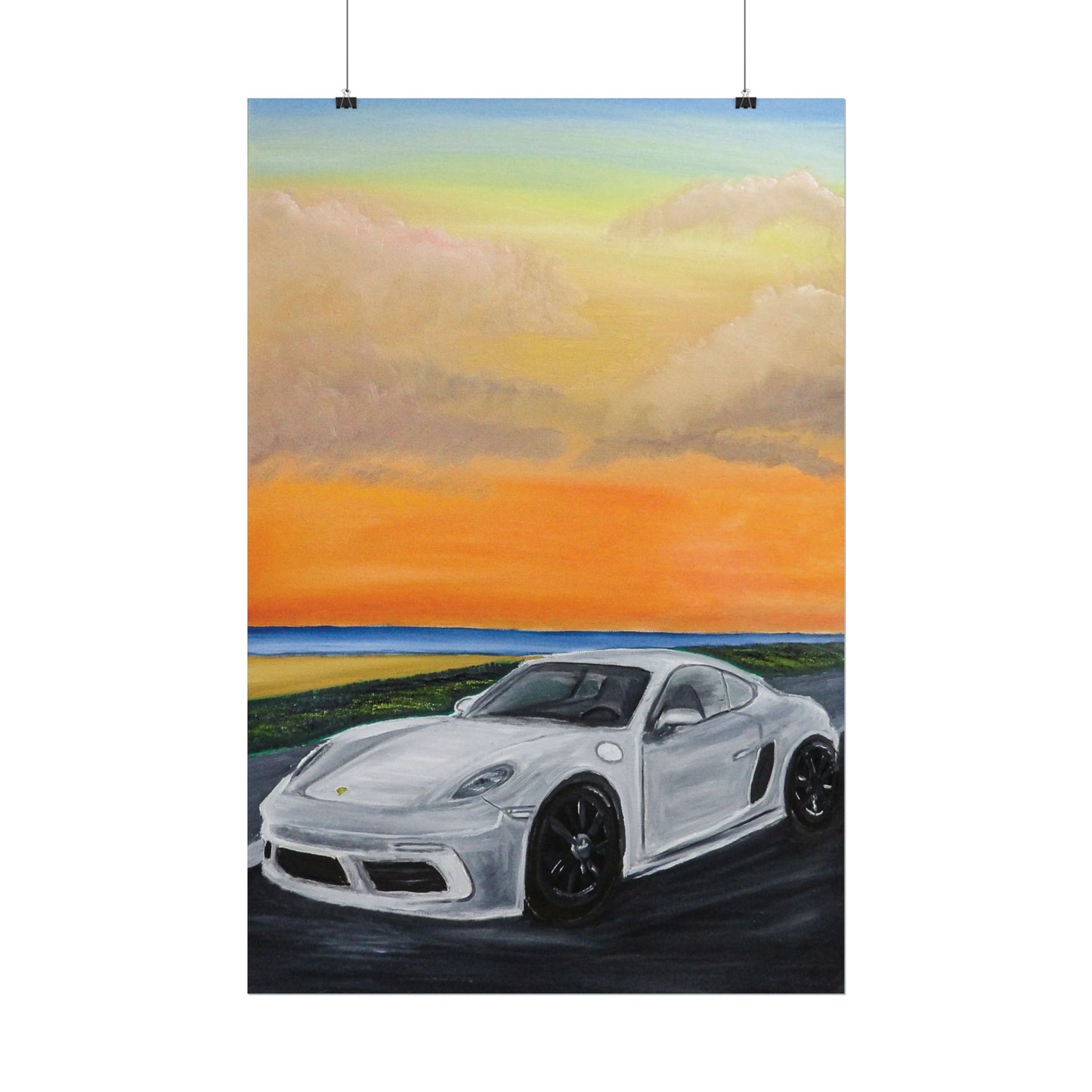 Sports Car Sunset Poster — Rolled Automotive Art Print