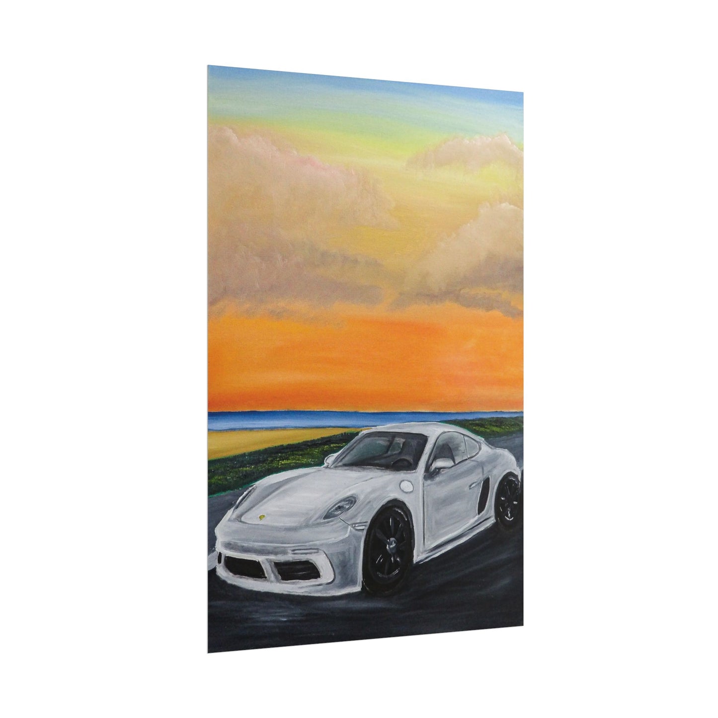 Sports Car Sunset Poster — Rolled Automotive Art Print