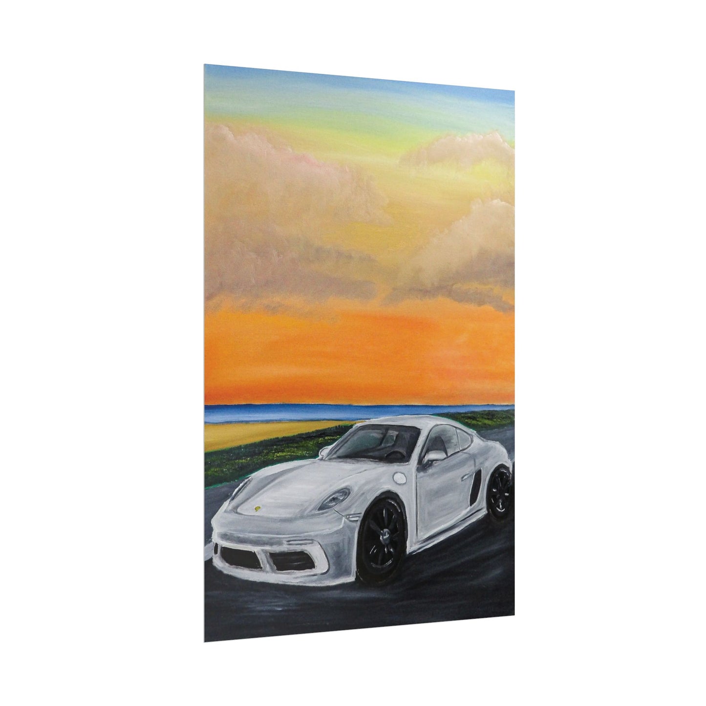 Sports Car Sunset Poster — Rolled Automotive Art Print