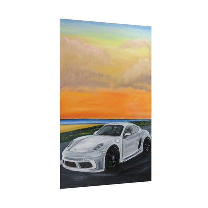 Sports Car Sunset Poster — Rolled Automotive Art Print