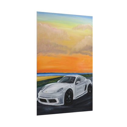 Sports Car Sunset Poster — Rolled Automotive Art Print