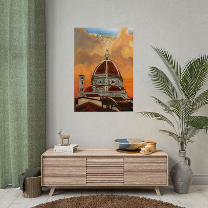 Florence Duomo Sunset Poster — Rolled Art Print of Cathedral Dome