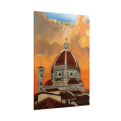 Florence Duomo Sunset Poster — Rolled Art Print of Cathedral Dome