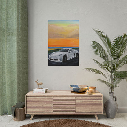 Sports Car Sunset Poster — Rolled Automotive Art Print