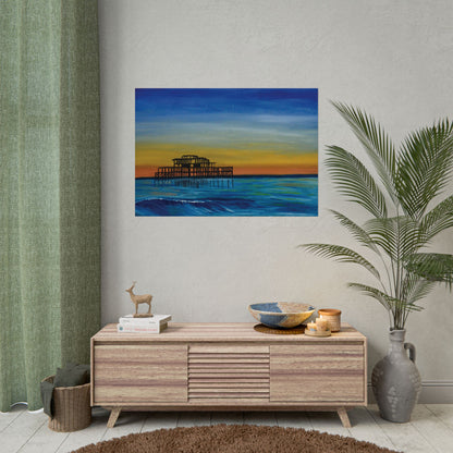 Brighton West Pier Sunset Seascape (Poster Print)