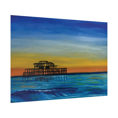 Brighton West Pier Sunset Seascape (Poster Print)