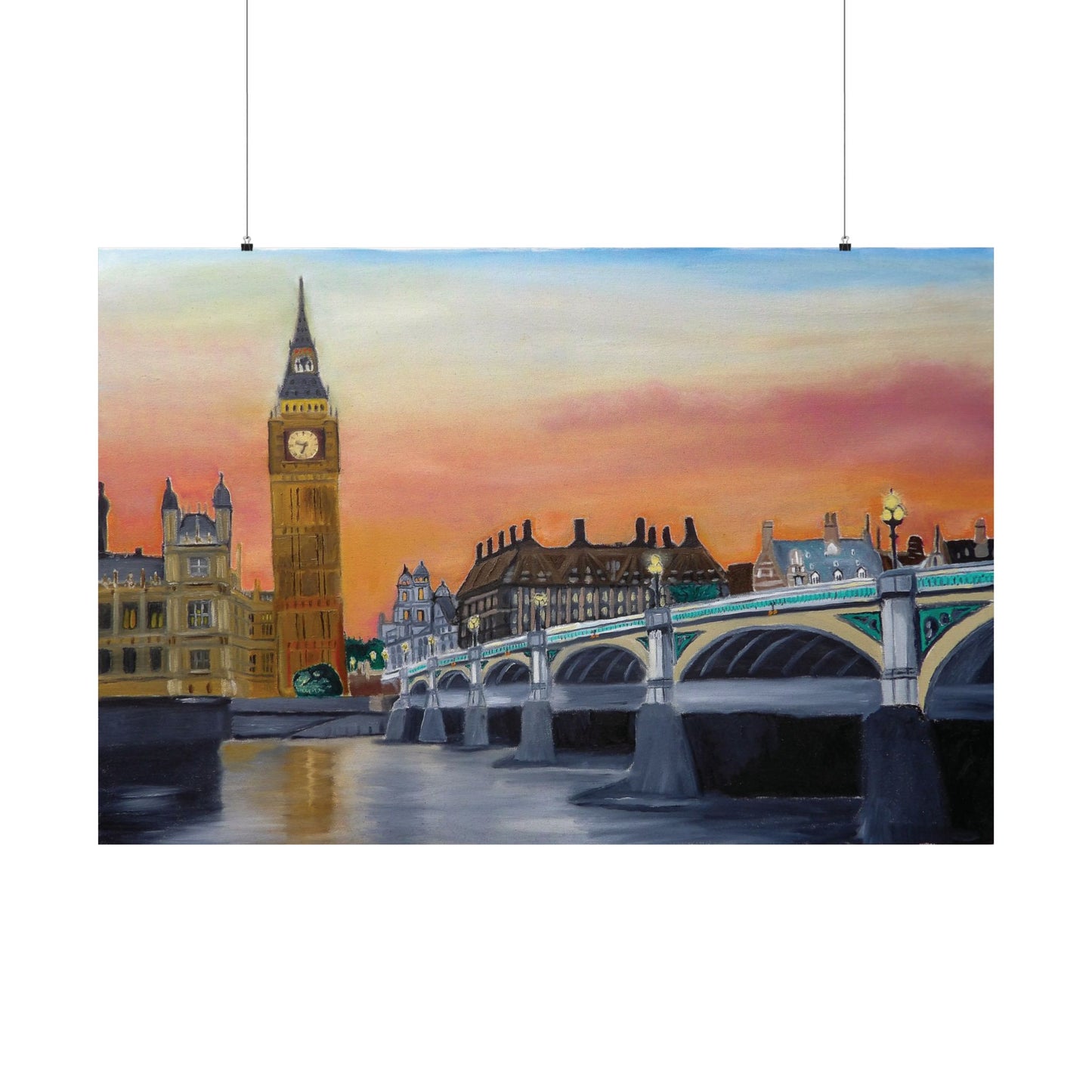 London Westmister Bridge Sunset (Matte Poster Print)