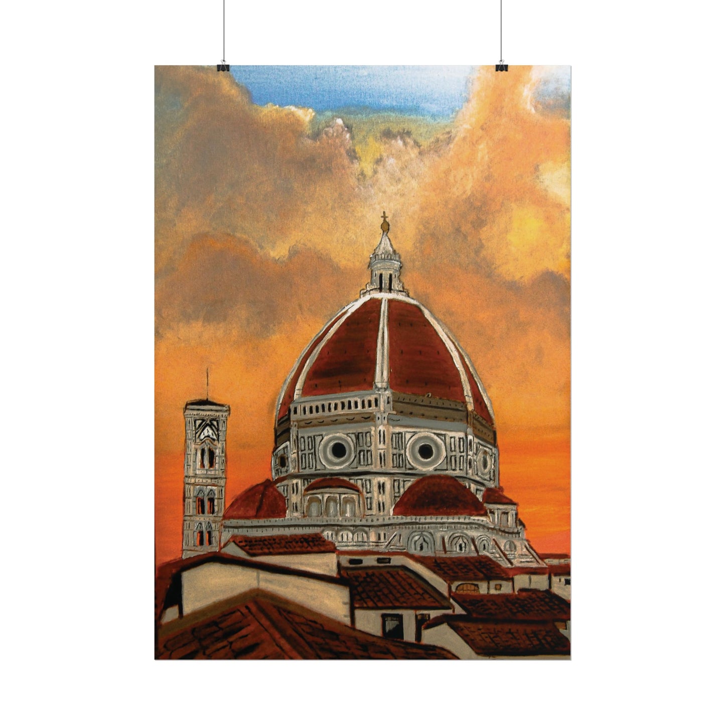 Florence Duomo Sunset Poster — Rolled Art Print of Cathedral Dome