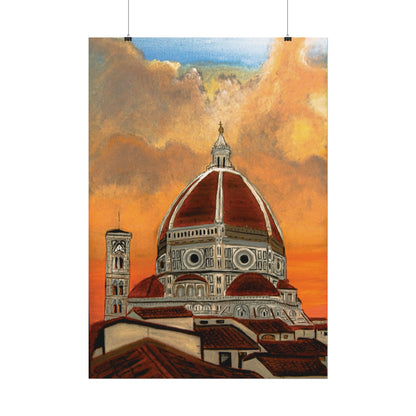 Florence Duomo Sunset Poster — Rolled Art Print of Cathedral Dome