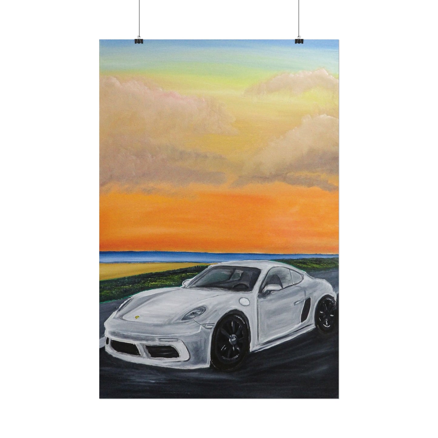 Sports Car Sunset Poster — Rolled Automotive Art Print
