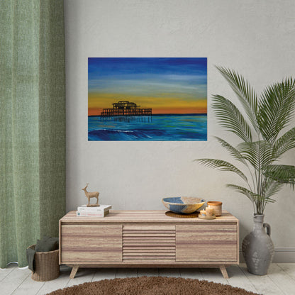 Brighton West Pier Sunset Seascape (Poster Print)