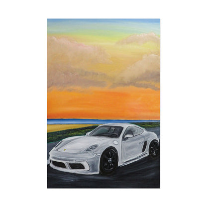 Sports Car Sunset Poster — Rolled Automotive Art Print